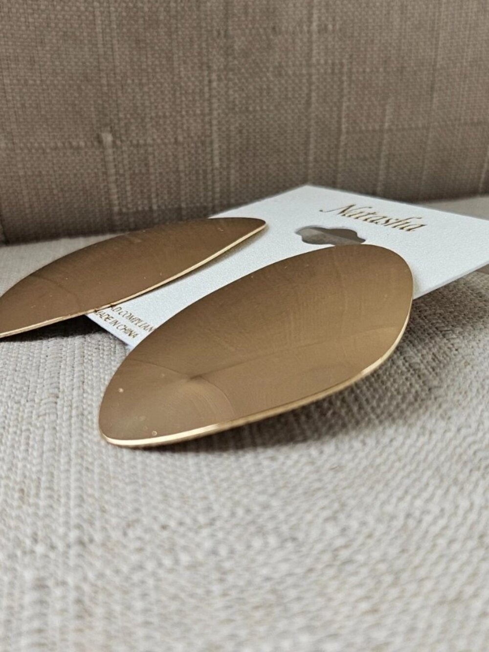Natasha Women Earrings Gold Tone Fashion Jewelry Clip On Drop Down Earrings NWT - Picture 4 of 14